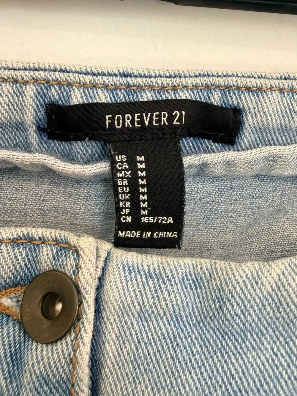 Forever 21 Light Wash Denim Button-Front Mini Skirt